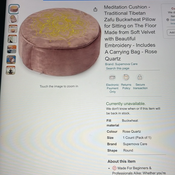 🧘NWT Meditation Traditional Tibetan Zafu Buckwheat Soft Velvet Pillow - Picture 2 of 10